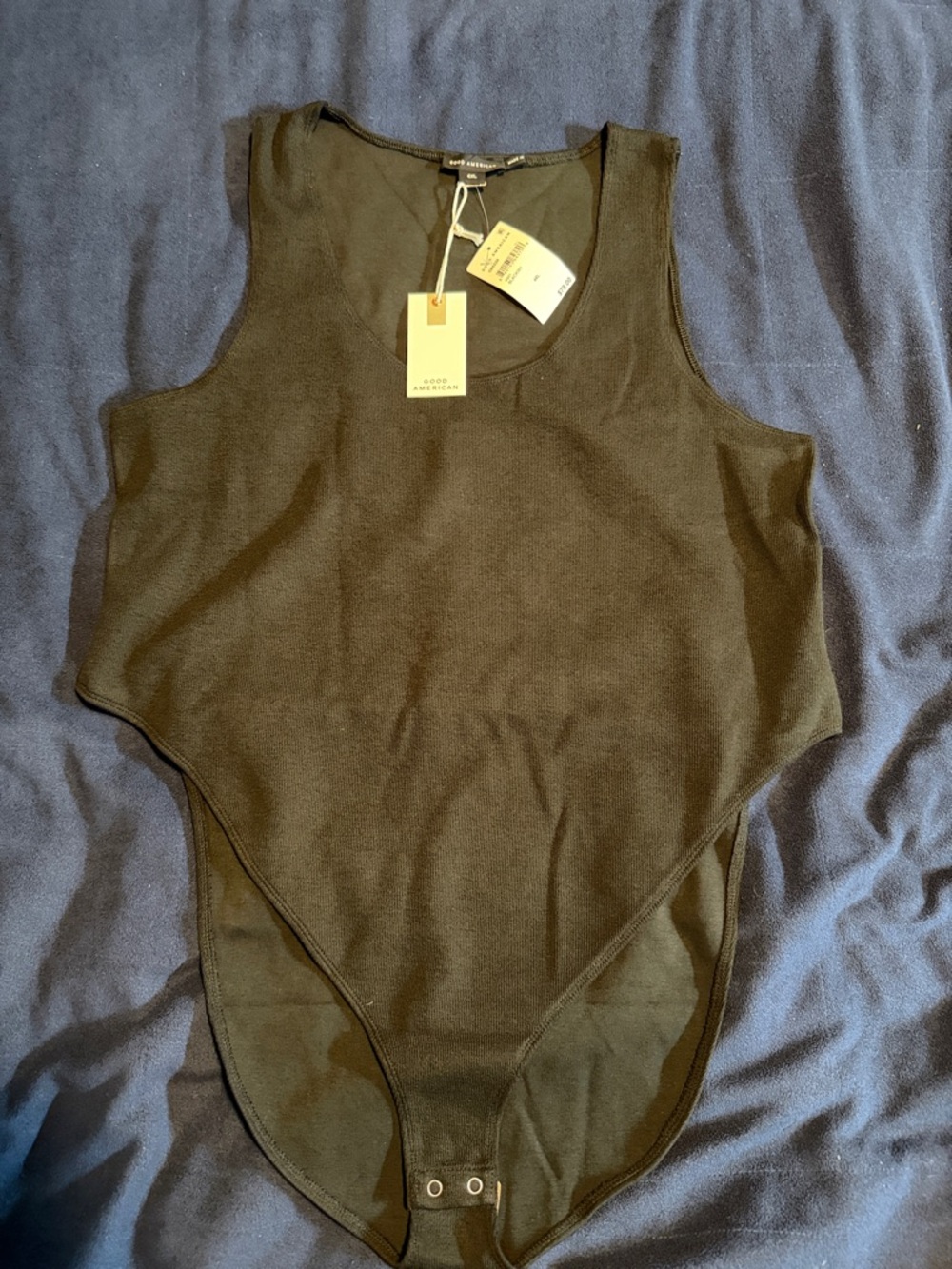 Good American Black Sleeveless Scoop Neck Bodysuit
